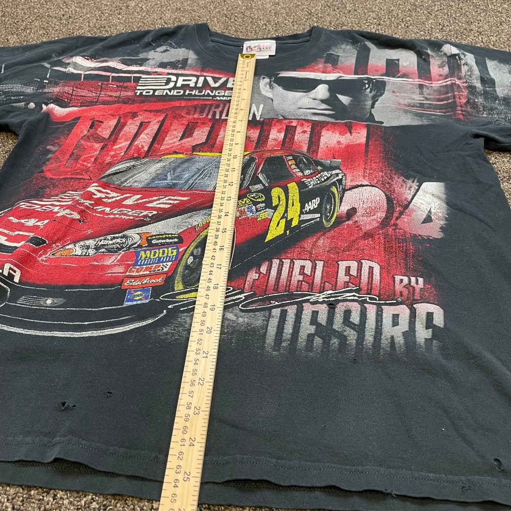Chase Authentics Jeff Gordon NASCAR T-Shirt XL Black All Over Print Distressed - Picture 3 of 9
